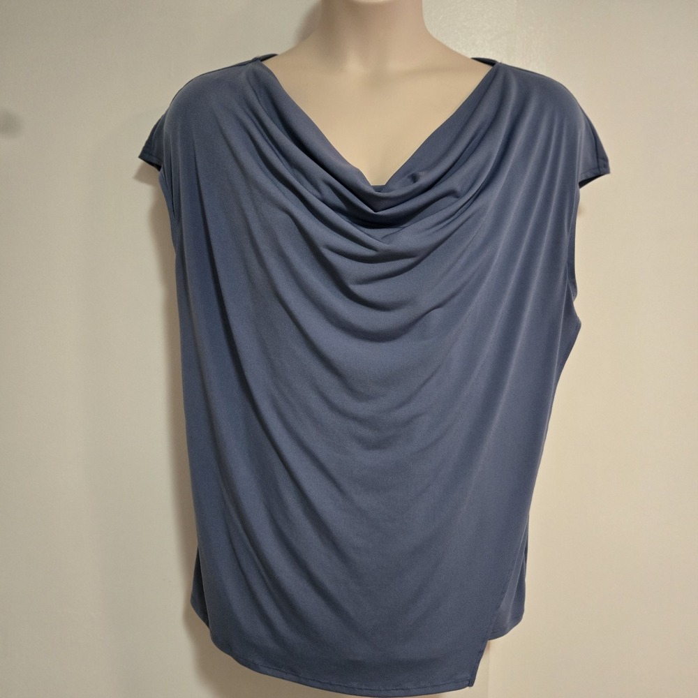 Lane Bryant Size 18/20 Dusty Blue Drape Neck Sleeveless Stretch Knit Tank Top